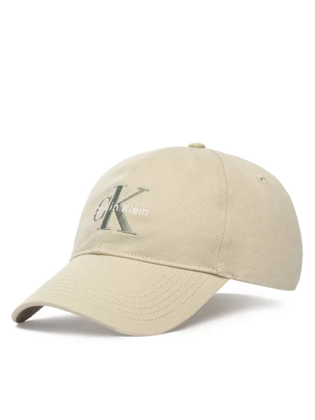 Kepurė su snapeliu Calvin Klein Monologo Embroidery Baseball Cap smėlio