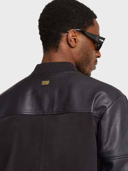Шкіряна куртка G-star Raw чорна