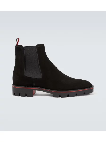 Botine chelsea Christian Louboutin din piele de căprioară negru