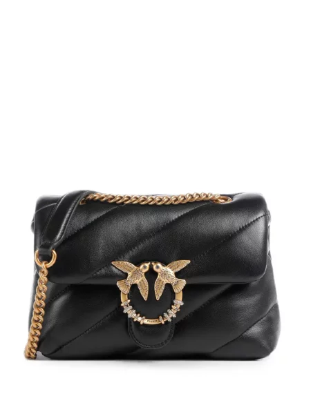 Matlasat geanta crossbody Pinko din piele cu cataramă negru
