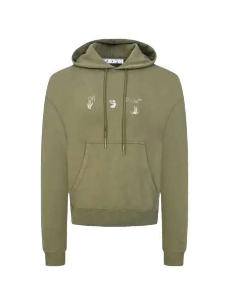Hanorac cu glugă Off-white cu imagine alb