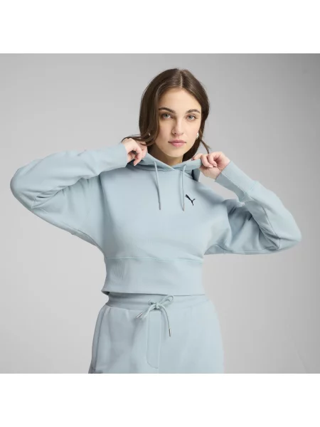 Bluza z kapturem PREMIUM ESS o luźnym kroju z grafiką zielona