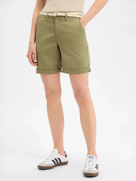 Bermudy o kroju regular fit z mieszanki bawełny S.oliver Red Label zielone
