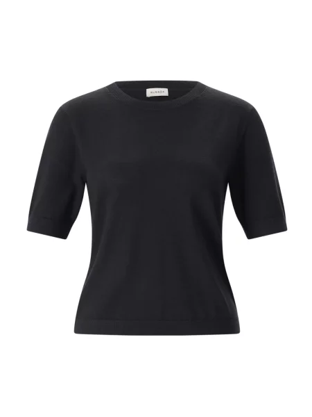 Sweter Almada wełniany z krótkim rękawem czarny
