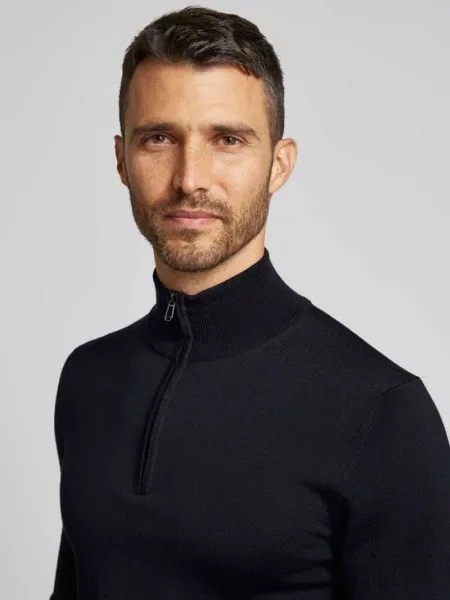 Sweter Joop! Collection ze stójką granatowy