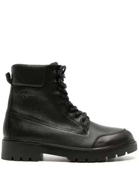 Cizme scurte Calvin Klein Jeans din piele negru