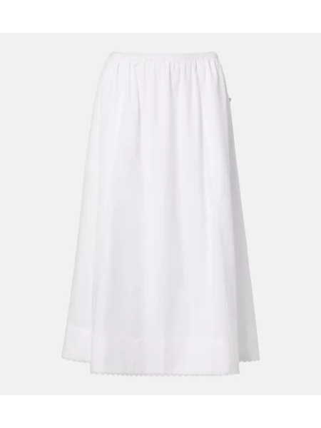 Fustă midi Vince până la genunchi din poplin alb