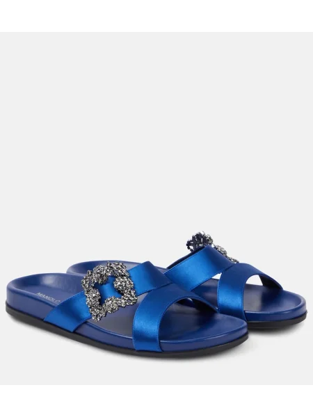 Sandale Manolo Blahnik din satin albastru