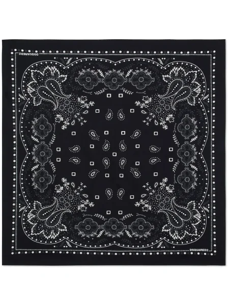 Fular Dsquared2 de mătase cu imagine negru