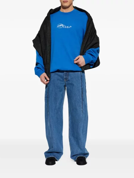 Hanorac Vetements cu broderie albastru