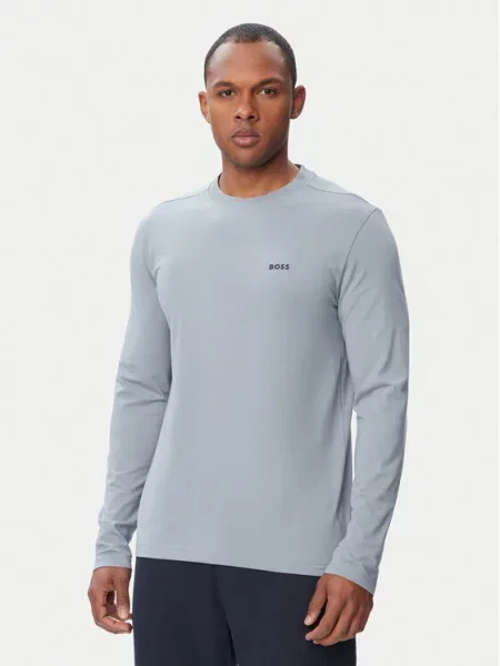 Lung tricou cu mânecă lungă Boss stretch gri