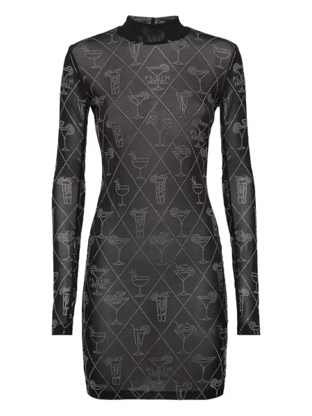 Rochie mini Philipp Plein de cristal de costum negru