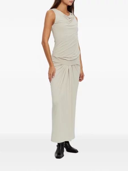 Rochie maxi Entire Studios fără mâneci drapată gri