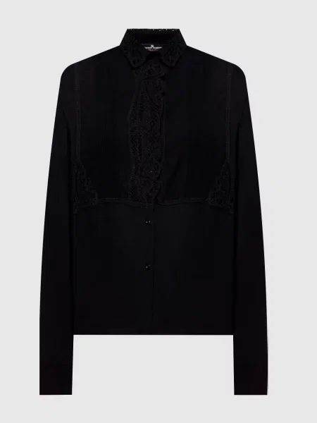 Сорочка з вовни з мереживом Ermanno Scervino чорна