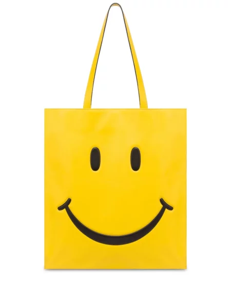 Torebka skórzana Moschino skórzana żółta