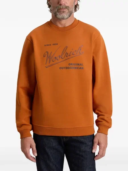 Pulover Woolrich cu imagine cu decolteu rotund portocaliu