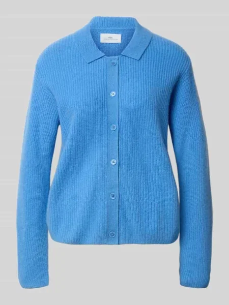 Kurtka z dzianiny z kaszmiru z wykładanym kołnierzem Fynch-hatton niebieska