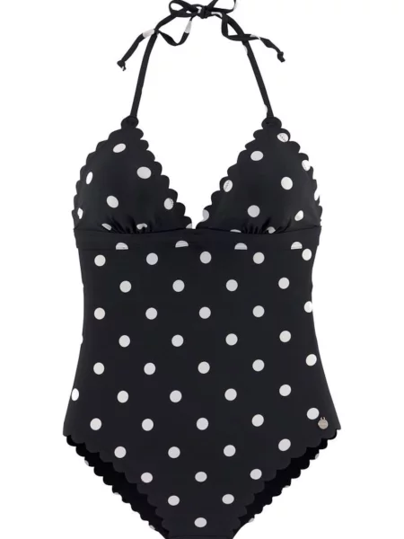 LASCANA Costum de baie întreg negru alb