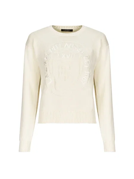 Pulover Lauren Ralph Lauren cu mâneci lungi lung alb