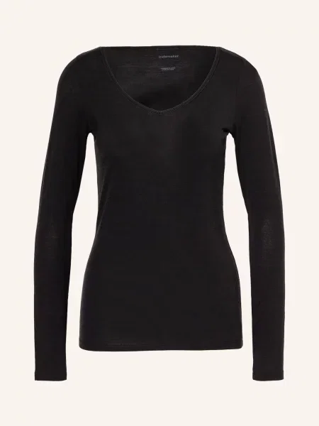 Icebreaker Podkoszulek Funkcyjny Siren Sweetheart Z Wełny Merino schwarz czarna