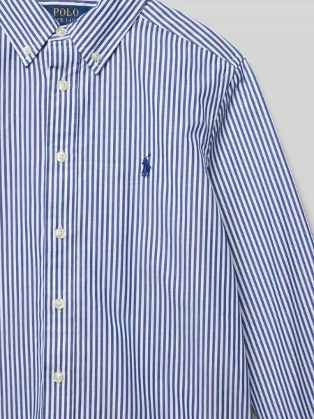 Koszula Polo Ralph Lauren w paski popelinowa niebieska