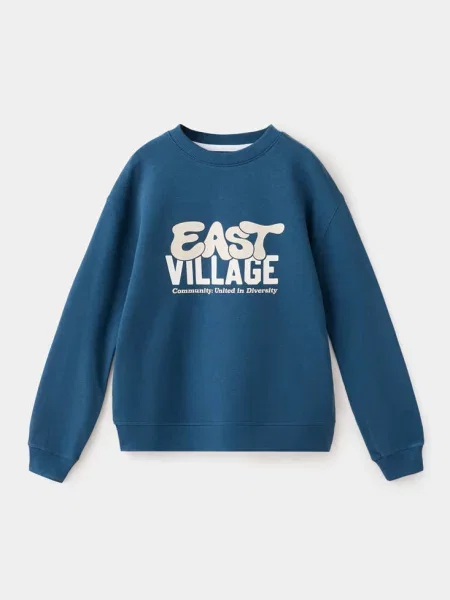 Bluza z napisem Dzieci lata MANGO KIDS niebieski