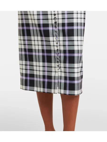 Vlnené kockované midi šaty Carolina Herrera čierna