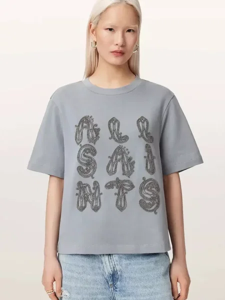 AllSaints tricou oversized pentru femei din ELLA albastru