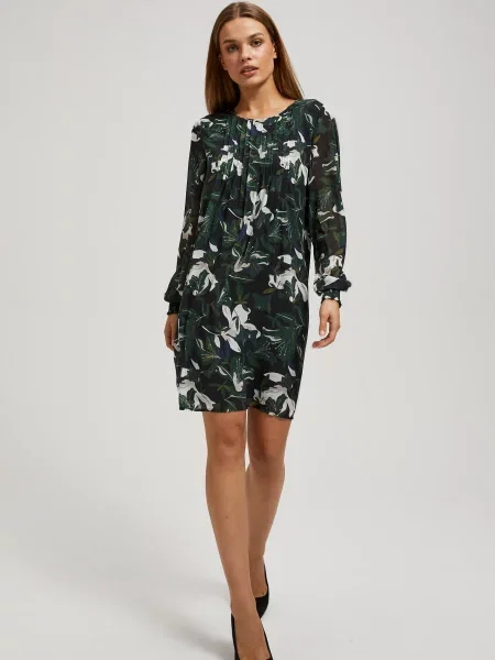Rochie Marisse cu model floral negru