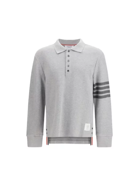 Gra polo Thom Browne z długim rękawem szary