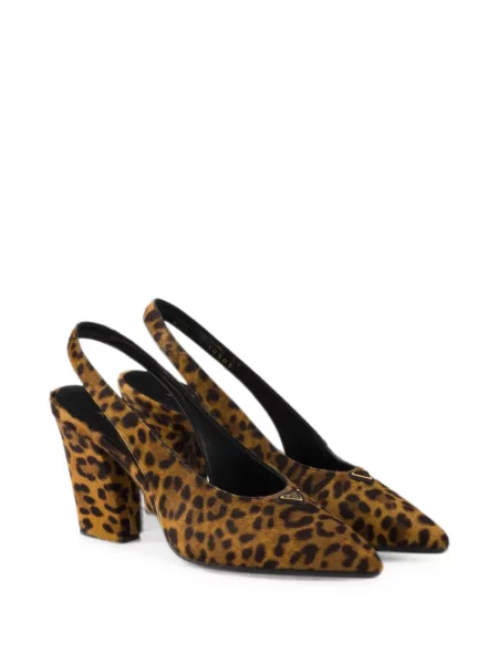 Pantofi cu toc Prada din piele slingback maro