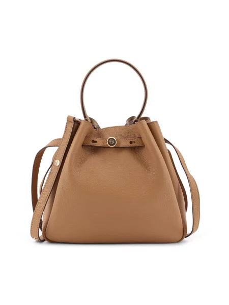 Kapelusz Tory Burch skórzany beżowy