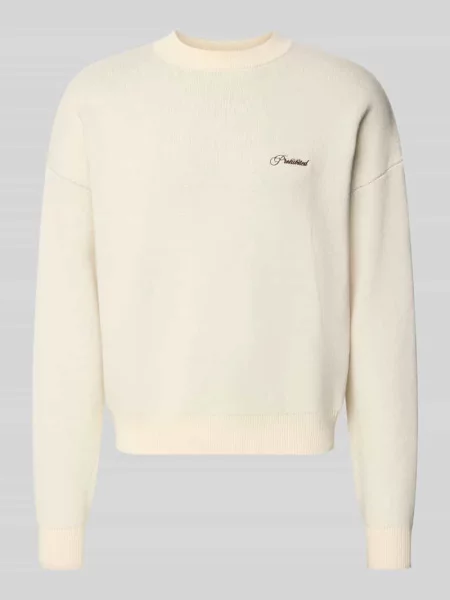 Sweter z dzianiny z wyhaftowanym logo model BACK IN THE DAYS' Prohibited biały