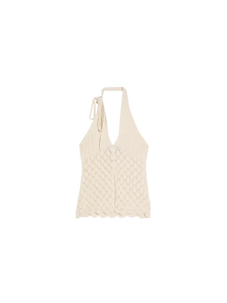 Bershka Top s naramenicama ecru/prljavo bijela