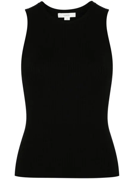Top Vince cu decolteu rotund negru