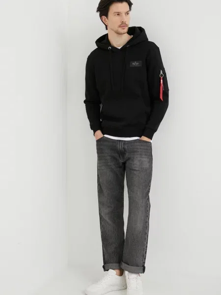 Alpha Industries Bluza nierozpinana Mężczyźni jednolity M czarny