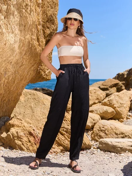 Лляні Штани повсякденні ISSA Plus чорний