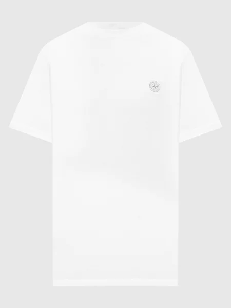 Футболка кольору айворі з нашивкою логотипа Stone Island бежева