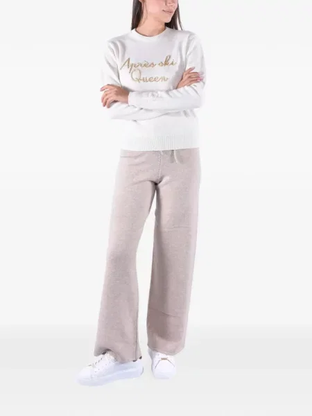 Pulover Mc2 Saint Barth cu broderie cu decolteu rotund alb