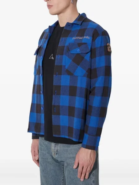 Kostkovaná dlouhá košile Universal Works modrá