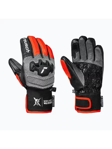Mănuși de schi pentru copii Reusch Worldcup Warrior GS black/silver/fluo red negru