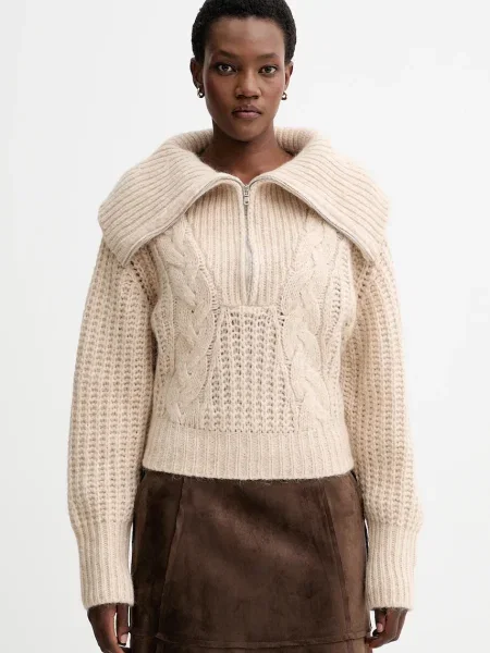 IRO pulover din amestec de lână cu guler bej