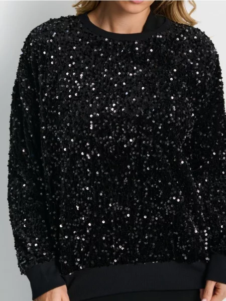 Світшот із паєтками чорний