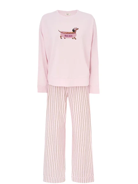 Dagi Pijama maro / galben / mov deschis alb