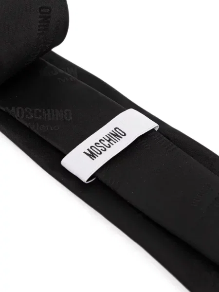 Cravată Moschino din jacard cu autograf negru