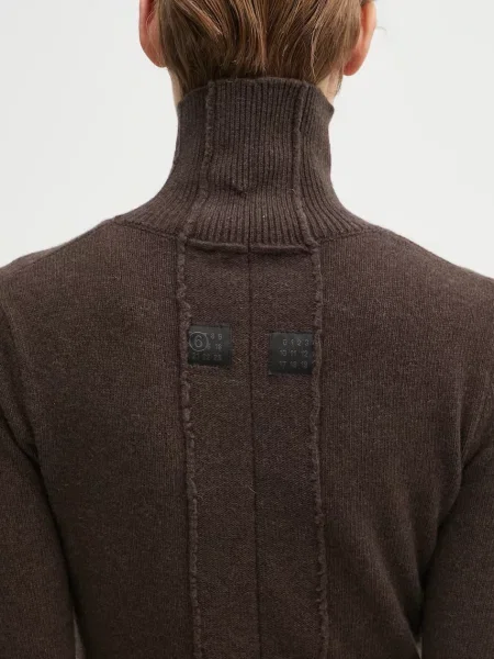 Шерстяное платье миди Mm6 Maison Margiela коричневое