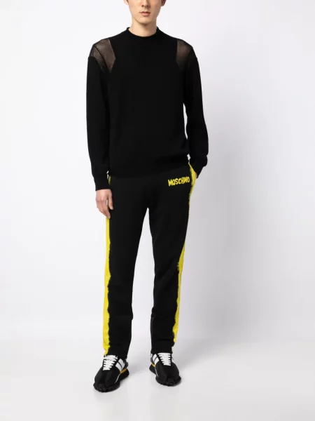 Raštuotos bėgimas kelnės Moschino juoda
