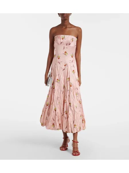 Rochie Emilia Wickstead din satin cu model floral roz
