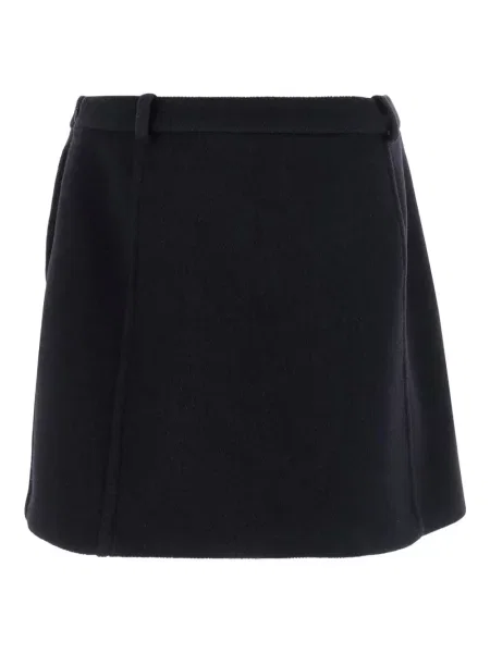 Fusta mini Jil Sander de lână cu model herringbone albastru