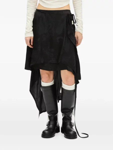 Fustă Ann Demeulemeester cu model paisley din jacard asimetrică negru